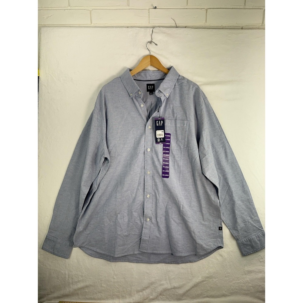 GAP Shirt Mens 2XL Blue Oxford Button Down‎ Long Sleeve Pocket Classic New Tags